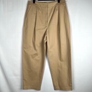 Anthropologie‎ Exquise Tan Pleated Trousers Neutral Minimalist Workweae size L